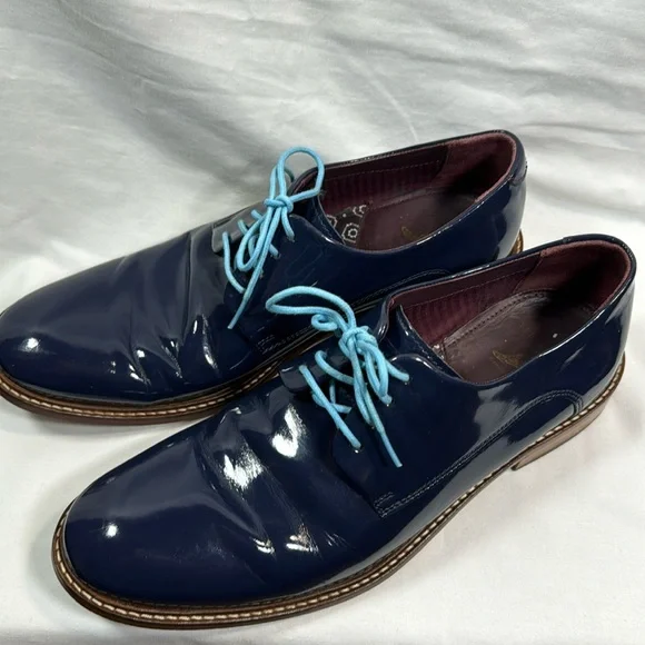 chinese dress ladies Carrucci Mens Navy Blue Lace-up Oxford Leather Dress Shoes With Lug So   The Suit Depot